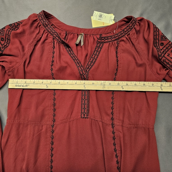 Stetson Western Shirt Womens Long Sleeve V-neck Blouse Red Wine 11-57-565-1024wi - Picture 9 of 9